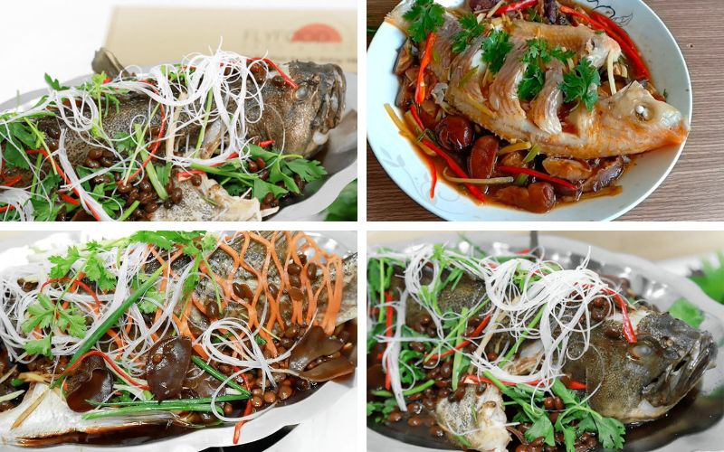 Bày cá ra sử dụng kèm với rau và tiêu xay để hương vị thêm đậm đà