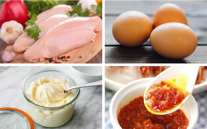 Nguyên liệu cần chuẩn bị cho món gà chiên sốt Mayonnaise