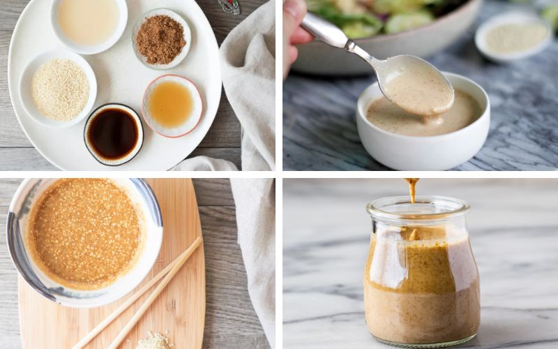 Pha nước sốt mè rang bằng nước tương, mật ong, đường nâu
