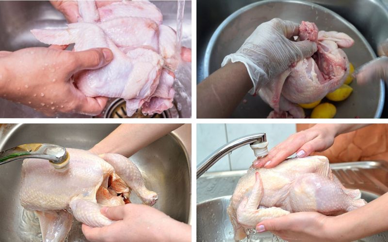 Rửa sạch thịt gà sau khi mua về rồi cắt miếng vừa ăn
