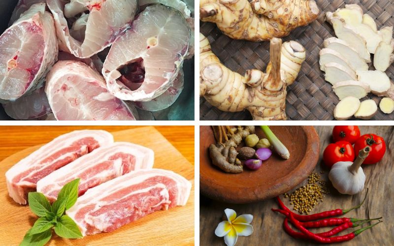 Nguyên liệu nấu món cá kho làng Vũ Đại