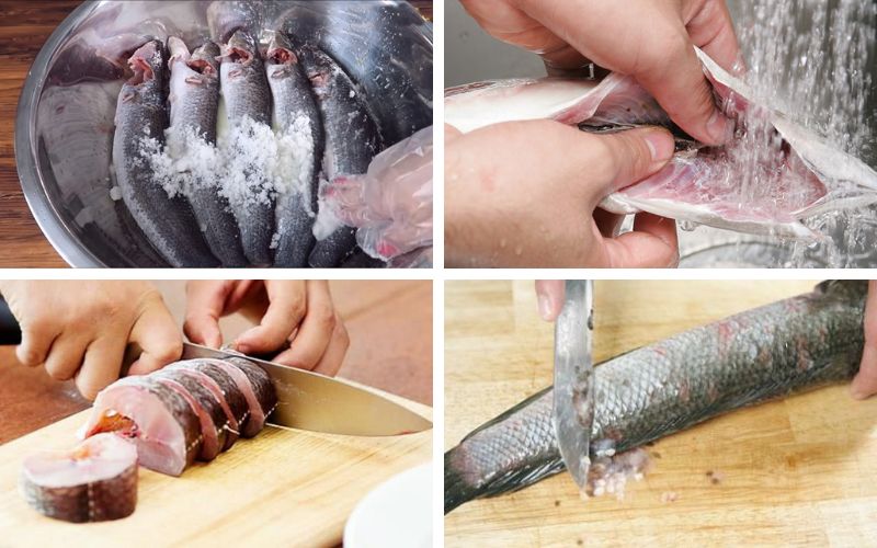 Sơ chế cá với nước muối hoặc nước cốt chanh để khử mùi tanh