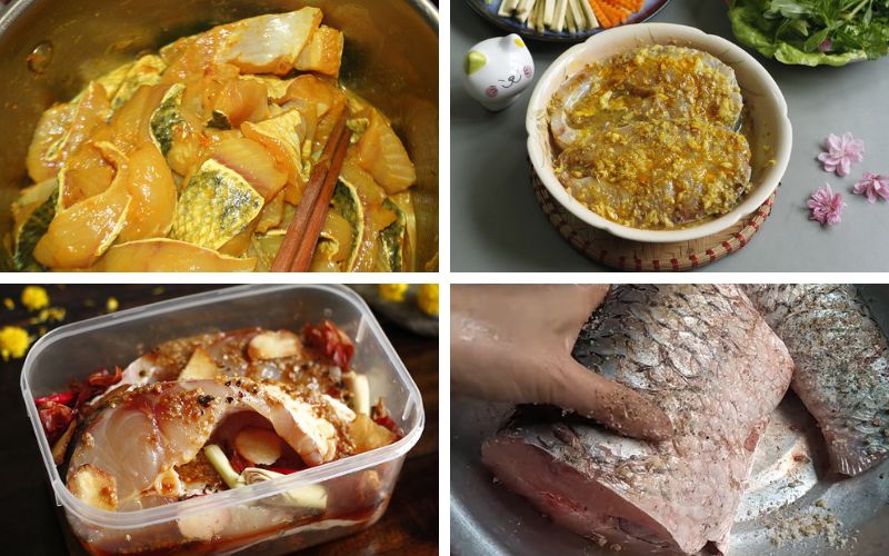 Ướp cá với các gia vị khác đế món ăn thêm đậm đà