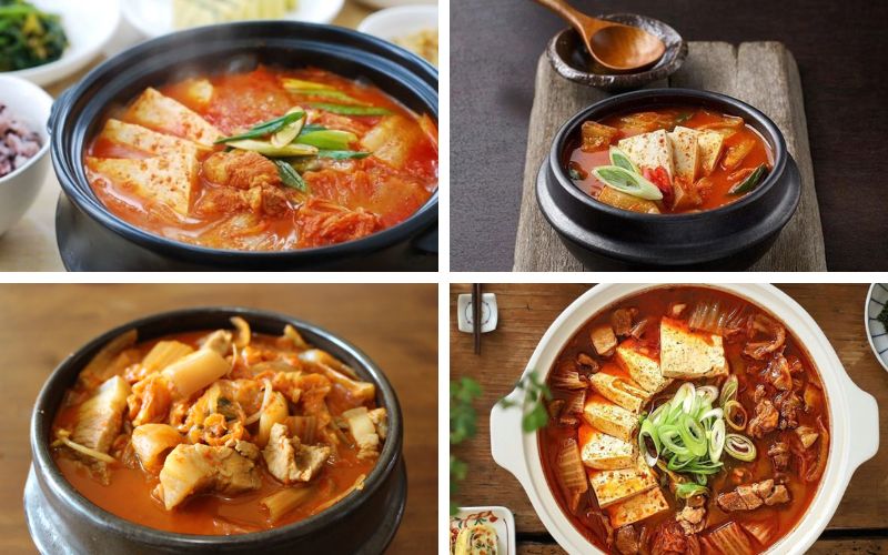 Hoàn thiện món súp kim chi để ăn kèm với cơm nấm