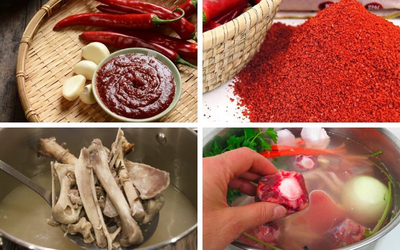 Nêm nếm gia vị và nấu nước dùng cho món súp kim chi