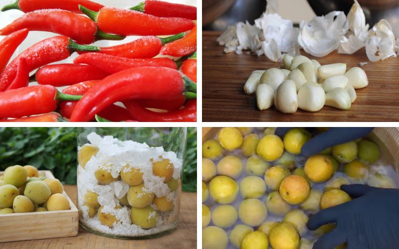 Nguyên liệu cần được sơ chế với nước muối loãng để đảm bảo an toàn