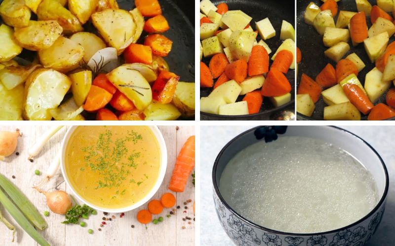 Xào rau củ để món súp thêm dậy mùi và giữ được vị ngọt tự nhiên