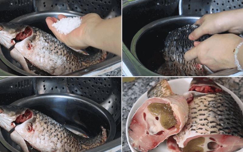Cá chép cần được loại bỏ mang và nội tạng khi sơ chế