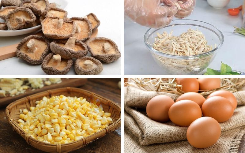 Các nguyên liệu cần chuẩn bị cho món súp nấm hương