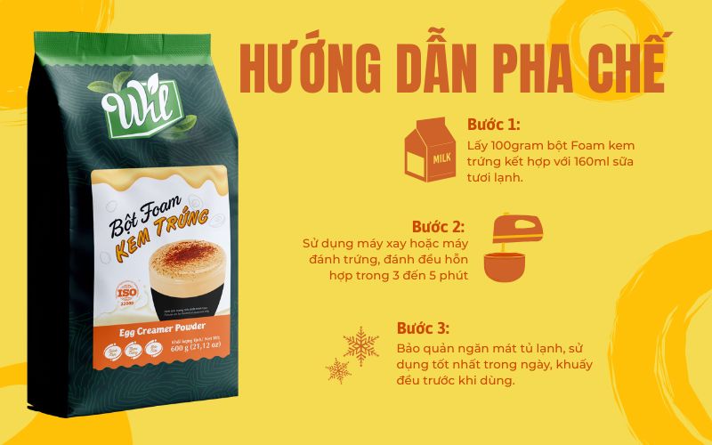 Hướng dẫn sử dụng nguyên liệu pha chế Foam kem trứng
