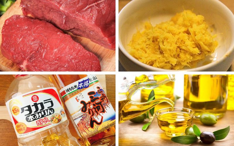 Nguyên liệu cơ bản cho món bò bít tết sốt teriyaki