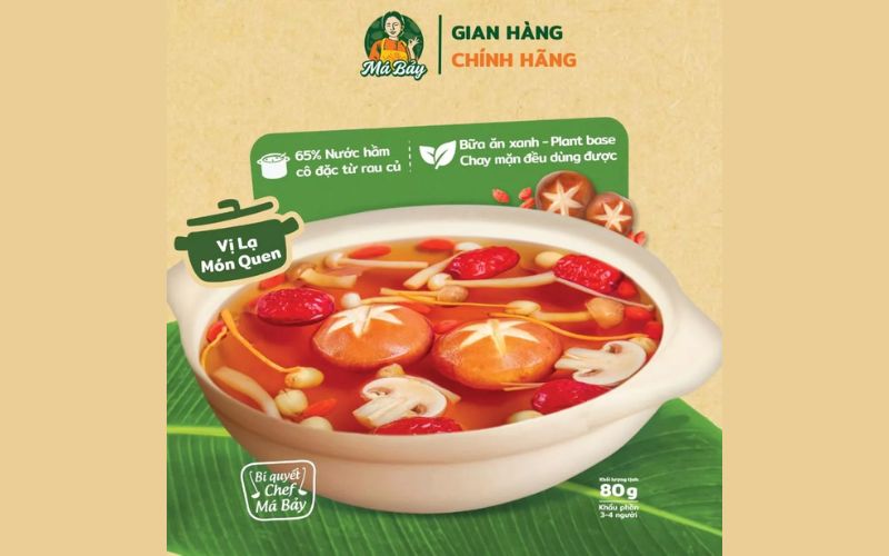 Nấu nước cốt lẩu cùng gia vị lẩu thảo mộc Má Bảy