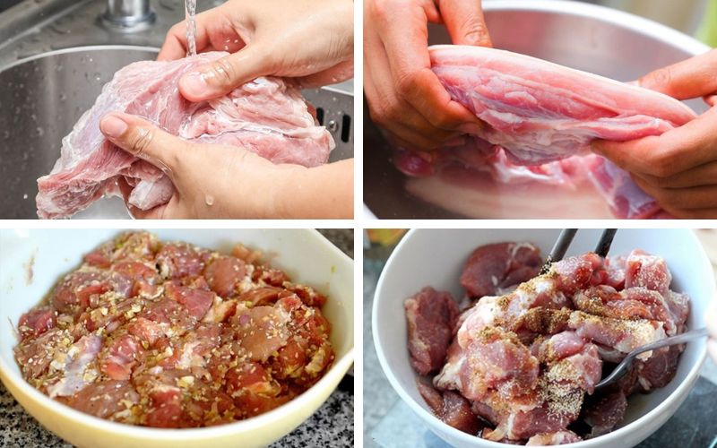 Sơ chế và tiến hành ướp thịt cùng các gia vị khác