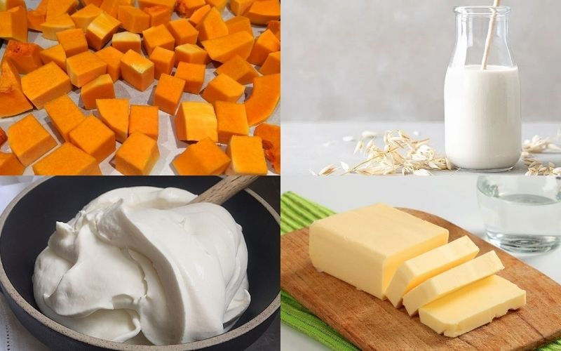 Nguyên liệu cần chuẩn bị cho món súp bí đỏ tại nhà