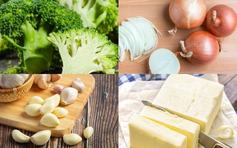 Nguyên liệu chuẩn bị cho món soup bông cải xanh