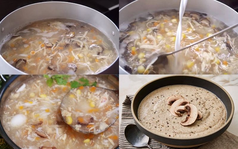 Sử dụng bột mì để tạo độ sệt cho món súp kem nấm