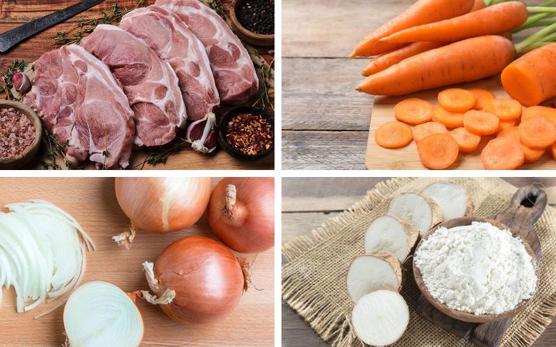 Nguyên liệu cơ bản cho món súp thịt heo tại nhà