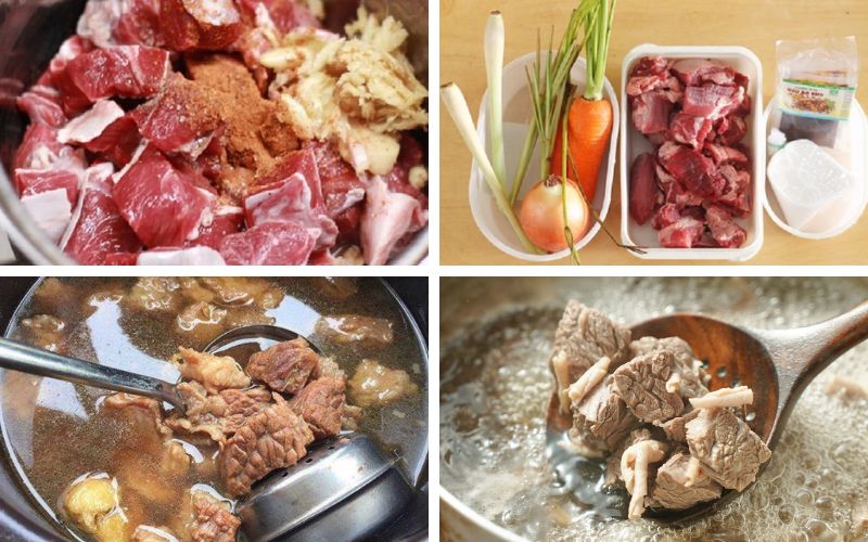 Thịt bò cần được xào trước khi hầm với nước dùng xương