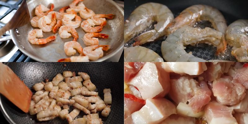 Chế biến thành phẩm món tôm kho thịt ba rọi