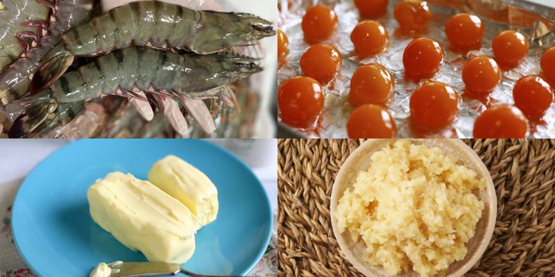 Nguyên liệu cho món tôm kho trứng muối